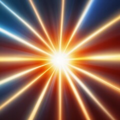 Obraz premium Abstract background with a bright light in the center radiating outward in a starburst pattern, obscured in the center, with bright yellow and white with orange and blue hints