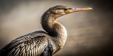 Fototapeta premium Stunning Anhinga bird drawing on background, Anhinga, bird, drawing,isolated, background, watercolor, wildlife, nature, feathers