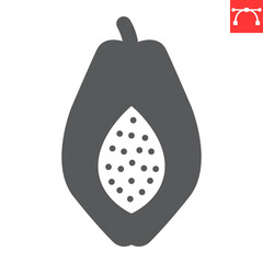 Papaya glyph icon, fresh and fruit, half papaya vector icon, vector graphics, editable stroke solid sign, eps 10