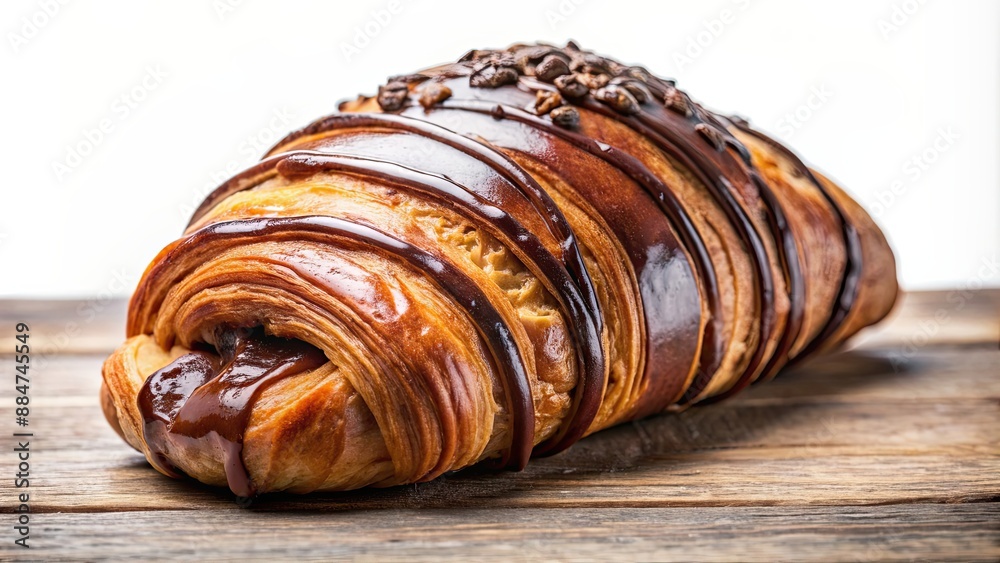 Wall mural Chocolate croissant texture, pastry, baked, sweet, flaky, breakfast, dessert, delicious, French, bakery, indulgent, snack