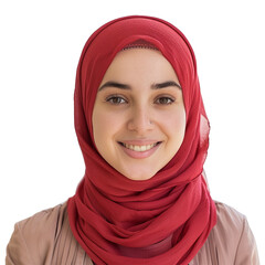 Smiling islamic student woman isolated on transparent background

