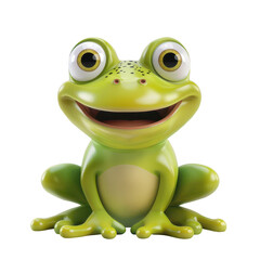Fototapeta premium Smiling frog toy with big eyes on white background