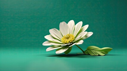 3D realistic sprint flower in green background with empty space text