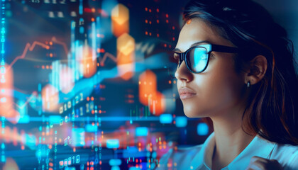 Futuristic Business Environment with AI-Powered Predictive Analytics for Market Trends and Opportunities