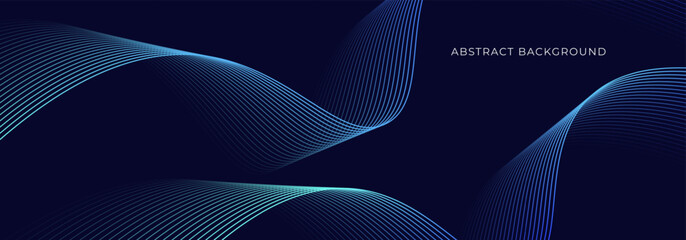 Abstract glowing wave lines on dark background. Gradient color wave lines element.