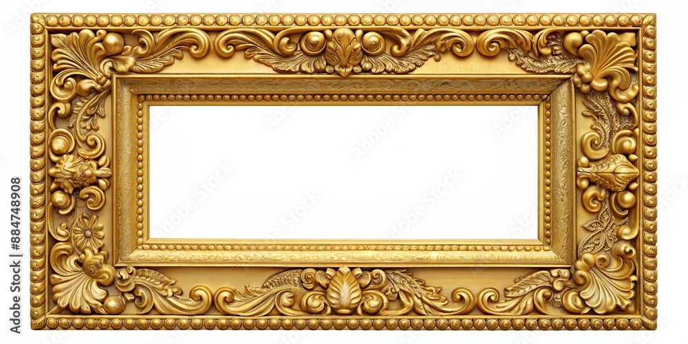 Wall mural Gold picture frame with intricate designs, perfect for adding a touch of elegance to any room , gold, frame, picture