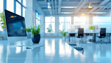 Futuristic Corporate Office with Cutting-Edge AI Operational Insights Driving Business Efficiency