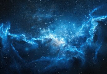 Cosmic Nebula with a Glowing Blue Haze