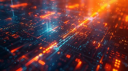 Obraz premium Electric Symphony: Illuminated Circuitry in Vibrant Hues