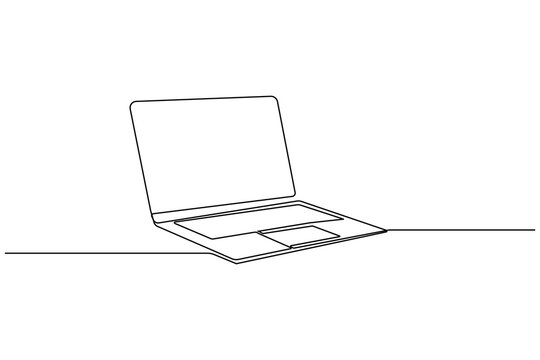recommend clip art: Simple abstract laptop line art drawing