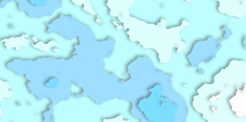 Fototapeta premium Blue and white cracking luxury paper cut with 3D abstract banner background and different waves layers topographic canyon map light relief texture background, vector seamless pattern with texture.