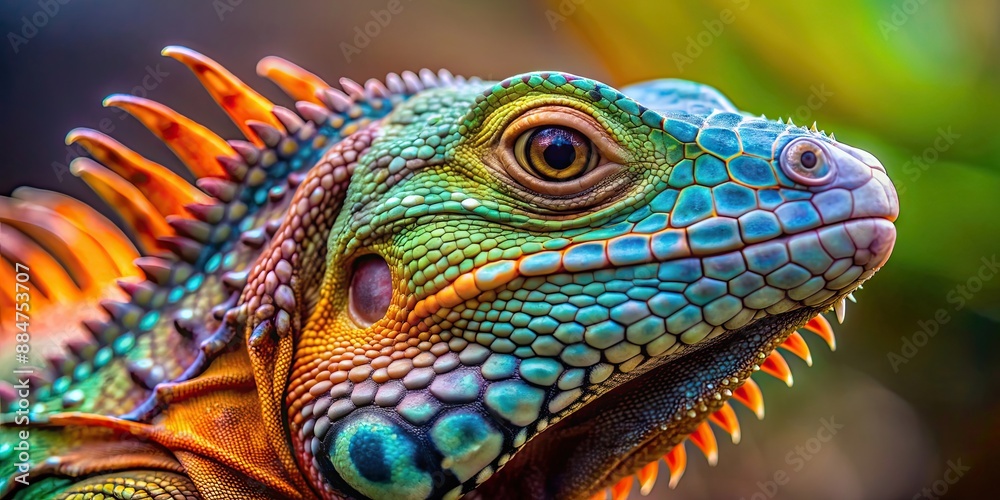 Canvas Prints Close-up of a colorful reptile with scales and sharp claws , reptile, close-up, colorful, scales, sharp, claws, exotic