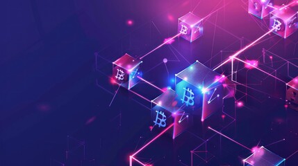 cube graph with binary code, futuristic elements concept,blockchain technology concept