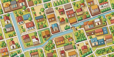 Cadaster map featuring small buildings in a detailed layout, real estate