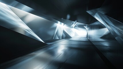 Illuminated Geometry: Futuristic Light Trails in Dark 3D Space