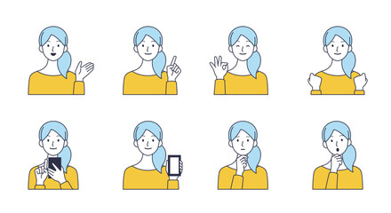 色々なポーズの女性のアイコンセット