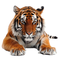 Obraz premium Bengal tiger isolated on white background. Dangerous animal in jungle