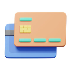 orange blue cards 3d illustration