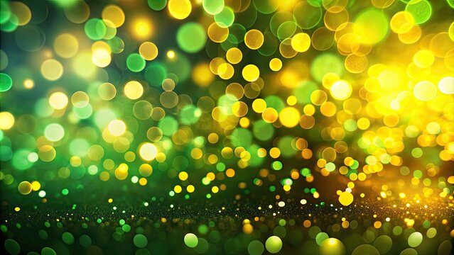 Luminescent yellow and green lights with bokeh effect, abstract background, generative , lumi?re, ?tincelantes, jaunes