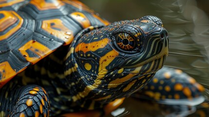 Obraz premium Tortoiseshell turtle exoskeleton, showcasing intricate patterns and natural beauty