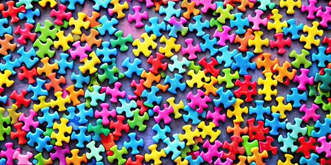 Colorful jigsaw puzzle pieces creating a vibrant pattern, jigsaw, puzzle, colorful, pieces, vibrant, pattern, interlocking