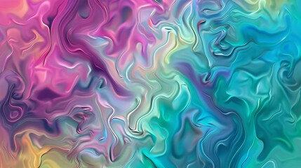 Abstract Swirling Colors in Pink, Teal, and Yellow