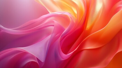 Obraz premium Abstract Swirling Silk Fabric in Shades of Pink and Orange