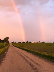 rainbow over the road