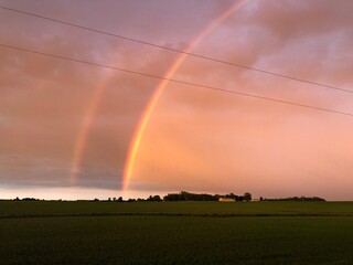 rainbow over fields