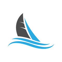 Boat sail icon logo desain