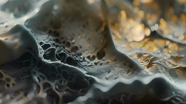 Delicate branching cells embedded in a tough gelatinous material.