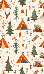 Obraz premium cartoon 2d illustrator doodle pattern, cute pattern in graphic seamless pattern