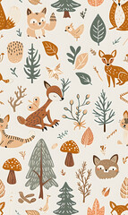 Fototapeta premium cartoon 2d illustrator doodle pattern, cute pattern in graphic seamless pattern