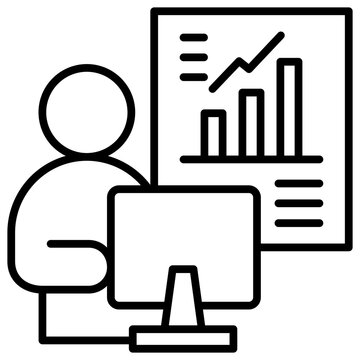 person analyzing data on computer screen clip art preview