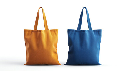 two blank orange and blue tote bag mockup for design