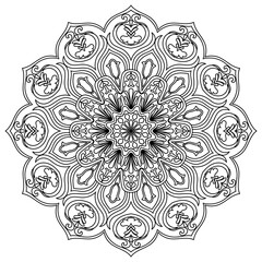 Flower Mandala. Vintage decorative elements. Oriental pattern, vector illustration. Islam, Arabic, Indian, moroccan,spain, turkish, pakistan, chinese, mystic, ottoman motifs. Coloring book page