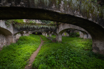 Ruins of the stables at the ancient hacienda. Jungapeo. Hacienda de Miravalle. Condesa