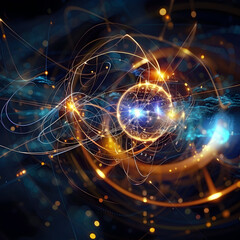 Subatomic Particles Colliding in a Futuristic Quantum Explosion of Light and Energy