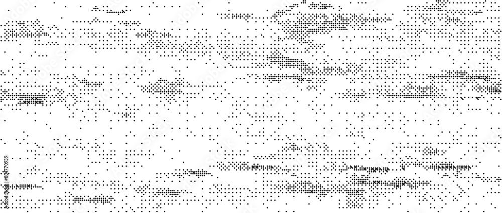 Aufkleber Pixelated grain texture bitmap. Dither grunge background. Abstract dotted glitchy pattern. Video game screen wallpaper. Retro comic pixel art overlay backdrop. Rough speckle effect vector