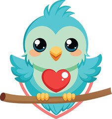Obraz premium Adorable Cartoon Lovebird Vector. 