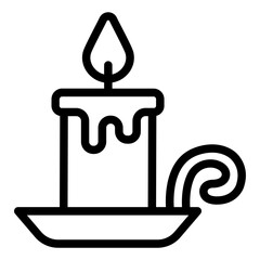 Candle and candlestick holder icon with a vintage retro design.