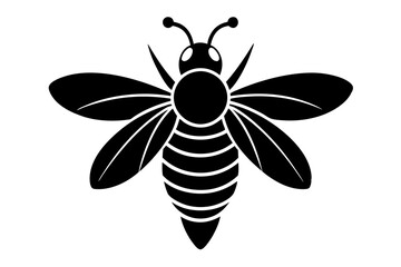 High-resolution vector illustration of a minimalist bee silhouette in black on a white background with intricate Muslim artistry