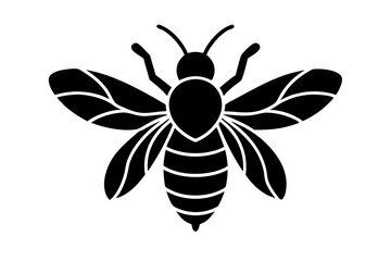 High-resolution vector illustration of a minimalist bee silhouette in black on a white background with intricate Muslim artistry