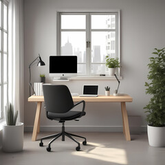 Fototapeta premium Minimalistic Modern Office with Natural Light