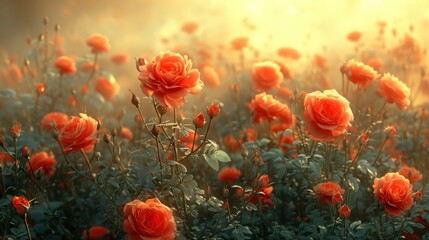 Obraz premium Rose Garden in the Golden Hour