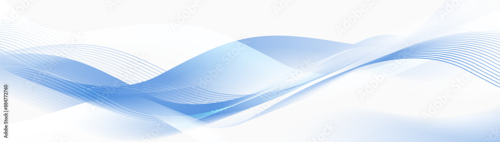 Poster abstract background with white and blue wavy lines. futuristic digital high-technology. vector illus