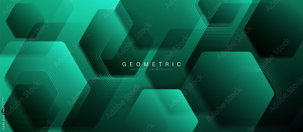 Leinwandbilder abstract green hexagon shapes pattern background. futuristic digital high-technology pattern. vector