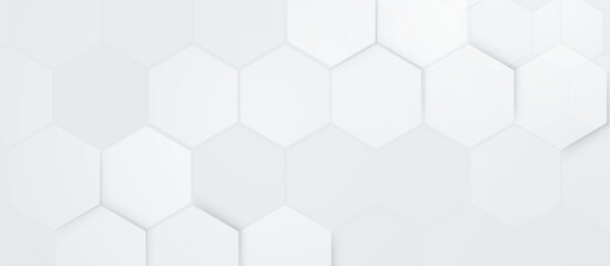 Abstract minimalist white and grey hexagon shapes pattern background. Healthcare concept. Futuristic digital high-technology pattern. Vector illustration