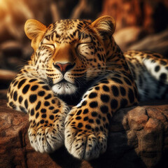 Naklejka premium close up of a leopard