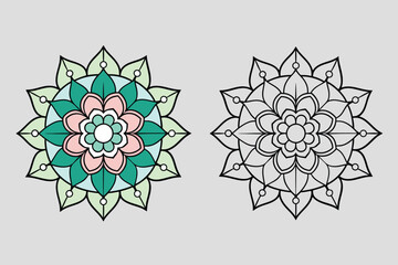 Colorful Vector Mandala Design Bundle - Vintage, Simple, Minimal, Ornamental Floral Mandala Art